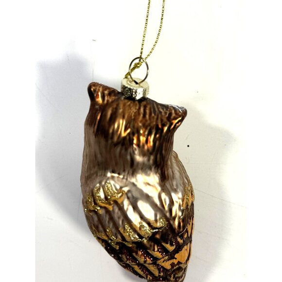 Owl Christmas Tree Ornaments Set 4 Hand Blown Glass Ornaments Woodland Creature - Picture 5 of 15